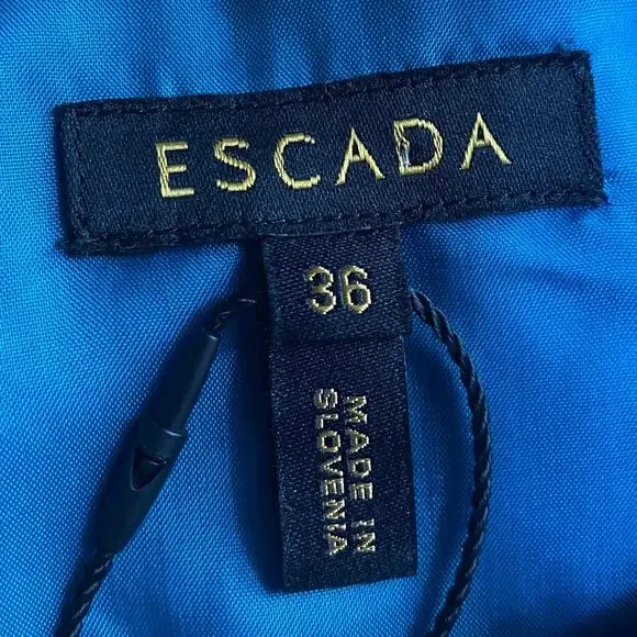 Escada Sheath Dress Knee Length Short Sleeve Teal Blue $1075 MRSP NEW Womens 6